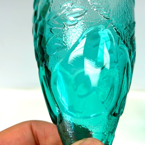 Vintage 1980s stamped France turquoise  stemmed set of 6 water goblets by Lumin… - Picture 4 of 8